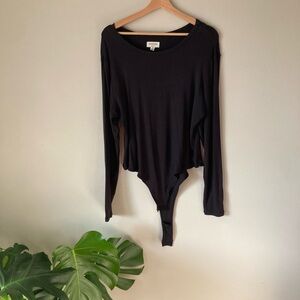 Hudson Jeans Elegant Black Long Sleeve Bodysuit